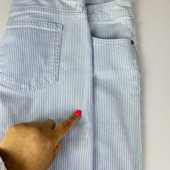Chico's Blue & White Striped So Slimming‎ Girlfriend Slim Leg Shorts Size 10 - Picture 3 of 12